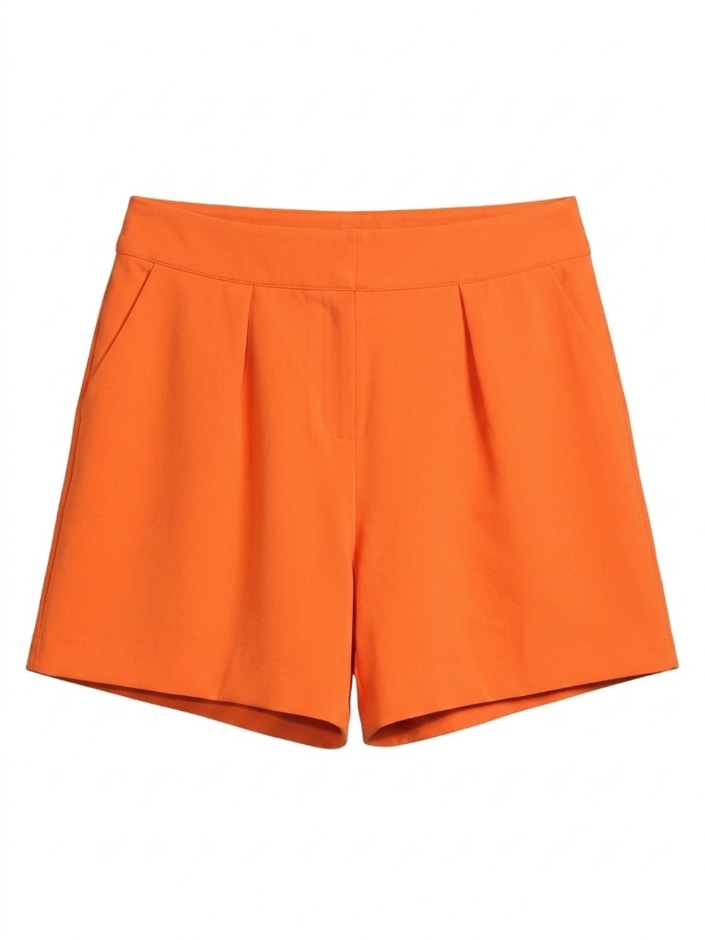 New York & Company Bright Orange Pleated Bermuda Shorts